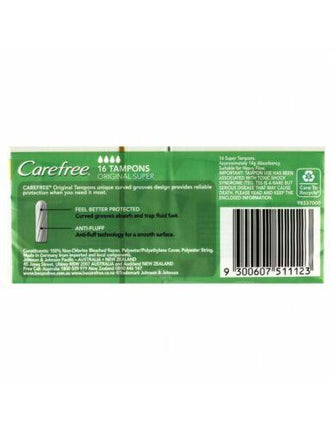Carefree Tampons Super 16 Pack - OhYouLuckyDuck.com.au