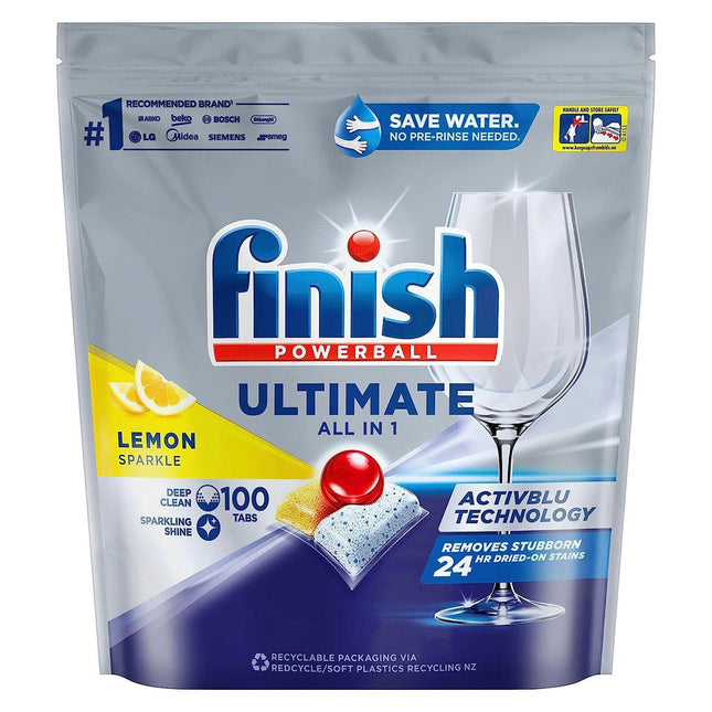 Finish Ultimate All In One Dishwasher Tablets Lemon Sparkle 100 Tablets
