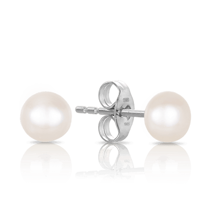 Wicked Sista Pearl Stud Earrings in Sterling Silver 5MM
