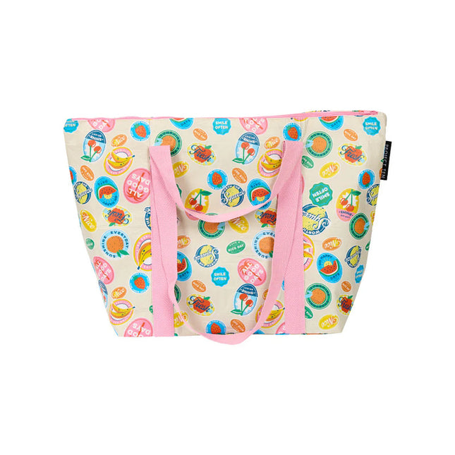 Project Ten Zip Up Medium Tote Bag Fruit Stickers 62CM x 42CM