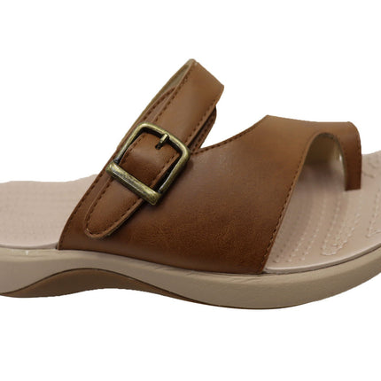 Homyped Niche Toe Ring Leather Sandals in Rust Size 10