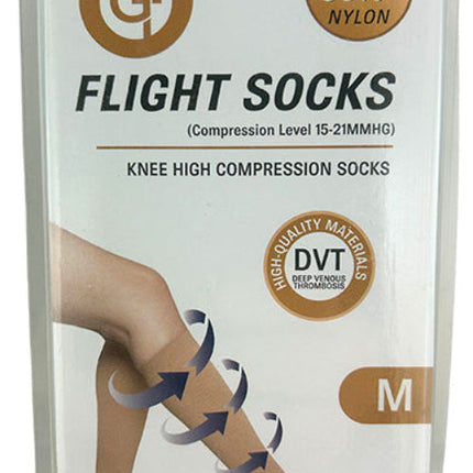 Good Things Knee High Flight Socks for Travel Beige Medium