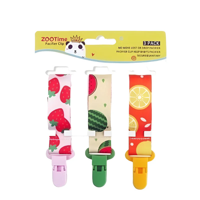 JT Baby Zootime Pacifier Clip 3PK