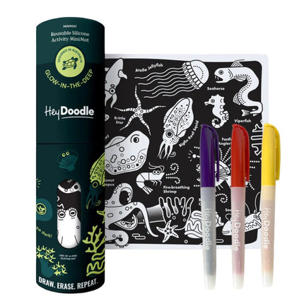 HeyDoodle Mini Mat Glow In The Dark Reusable Silicone Colouring Mat 30CM x 20CM