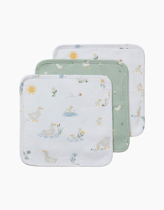 Noosa Bed Body Baby Goosey Goosey Organic Cotton Baby Wash Cloths 3 Pack