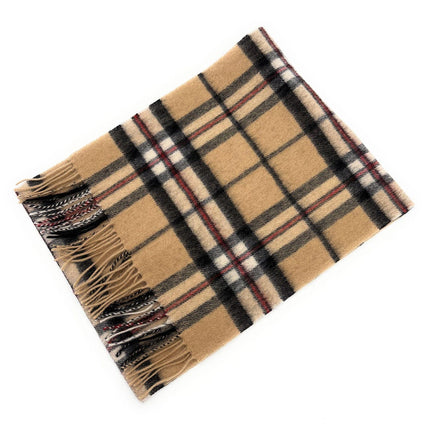 Camel Tartan Check Lassie Scarf Lambswool