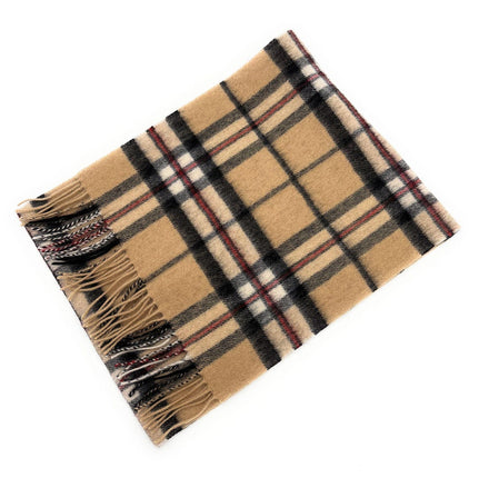 Camel Tartan Check Lassie Scarf Lambswool
