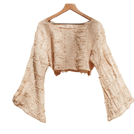 Ginger Bear Boutique Grunge Boho Style Bell Sleeve Crop Top Mesh Summer Top