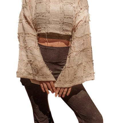 Ginger Bear Boutique Grunge Boho Style Bell Sleeve Crop Top Mesh Summer Top