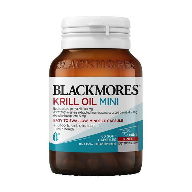 Blackmores Krill Oil Mini Caps for Heart Brain and Eye Health 60 Capsules