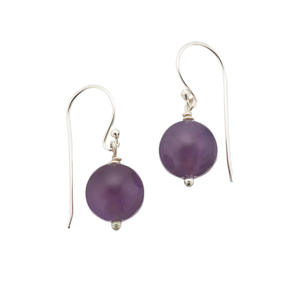 Palas Amethsyt Healing Gem Earrings With Silver Hooks