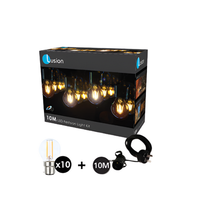 Globe 10M Festoon Kit C/W 2W BC Led Lamps X 10