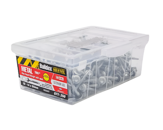 Buildex Screw Metal Hex Tek 12-14X45 Hi Grip C3 BX250