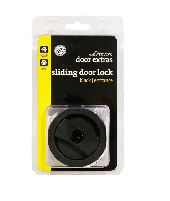Trio Sliding Door Lock Entrance Set Black