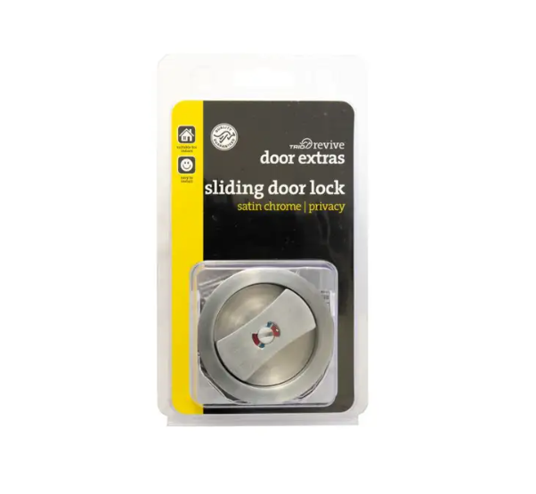 Trio Sliding Door Lock Privacy Set Satin Chrome