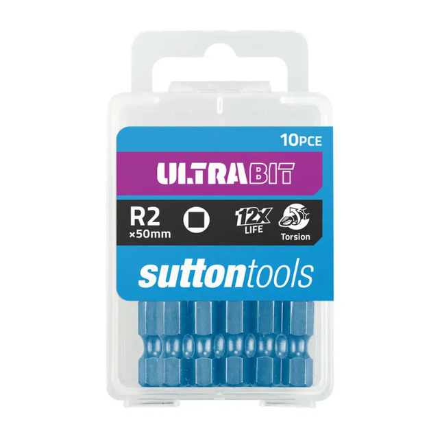 Sutton Tools Ultrabit Screwdriver Bit Square R2 x 50MM - 10 Pack