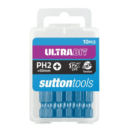 Sutton Tools Ultrabit Screwdriver Bit Phillips Ph2 x 50MM - 10 Pack