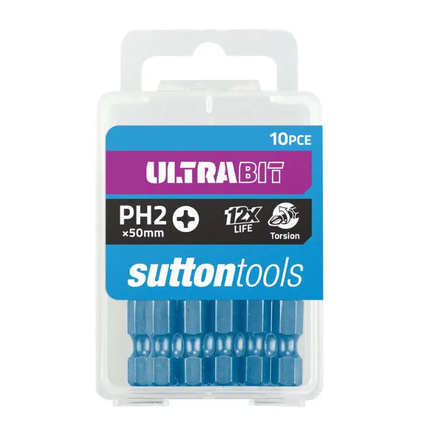 Sutton Tools Ultrabit Screwdriver Bit Phillips Ph2 x 50MM - 10 Pack