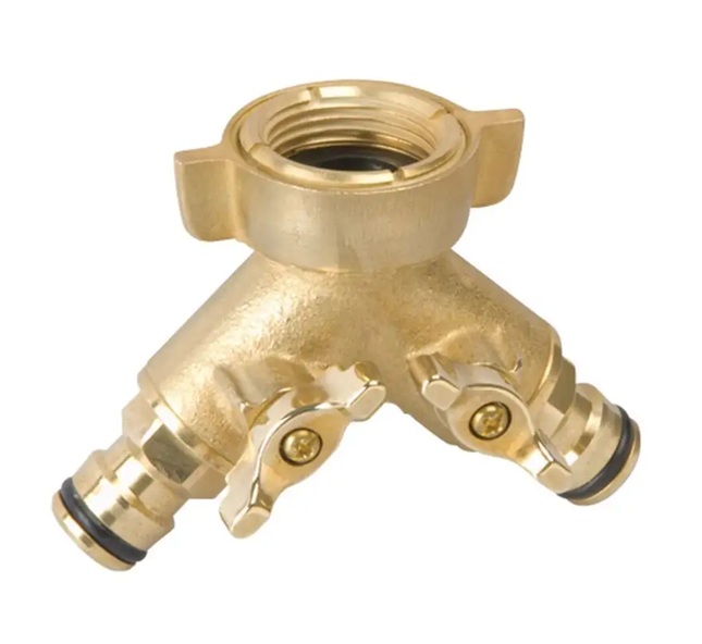Neta Universal Click-On Twin Tap Outlet Brass 12MM