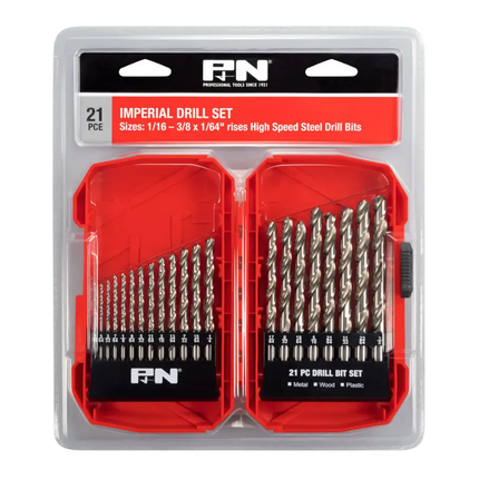 P And N HSS Jobber Drill Set Imperial - 21 Piece