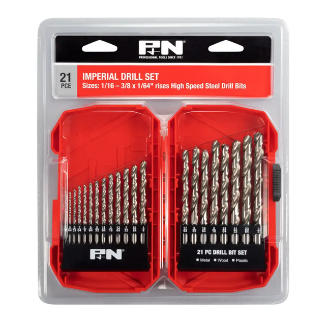 P And N HSS Jobber Drill Set Imperial - 21 Piece