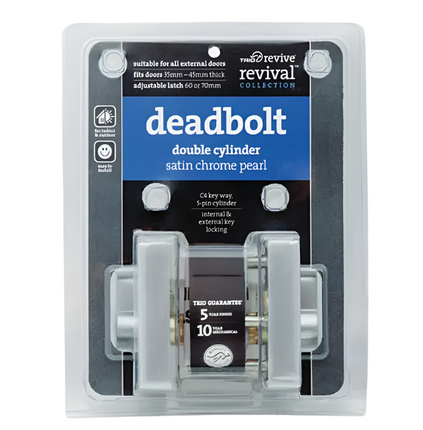 Deadbolt Cylinder Dbl Sq Plate Satin Chrome