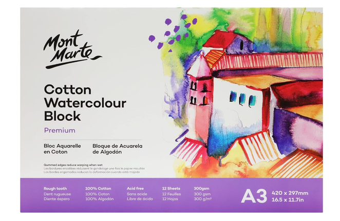 Cotton Watercolour Paper Block A3