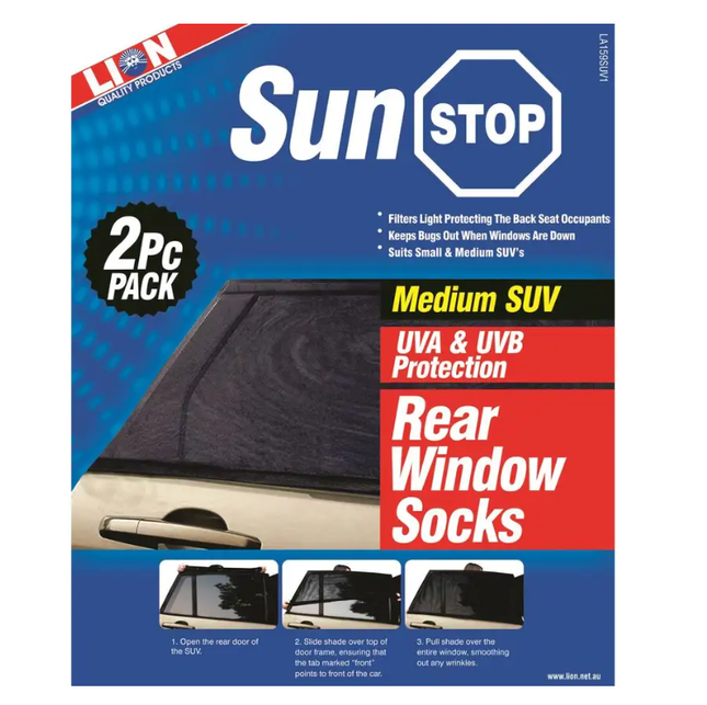 Lion Sunstop SUV WINdow Sock Rear Medium - 2 Piece