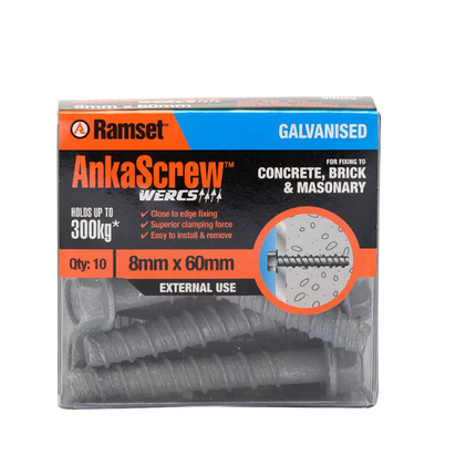 Ramset Ankascrew Galvanised 8 x 60MM - 10 Pack