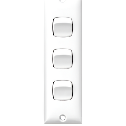 HPM Architrave Switch 3 Gang 10A White