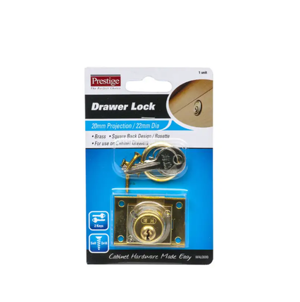 Prestige Drawer Lock Brass 20MM