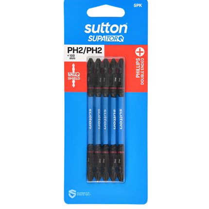 Bit Screwdriver S201 Supatorq Ph2 D/End 100MM 5PK Sutton