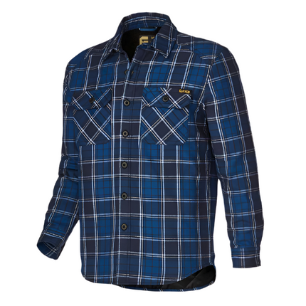 Eleven Workwear Quilted Flannel Shacket Pacific/Navy Check