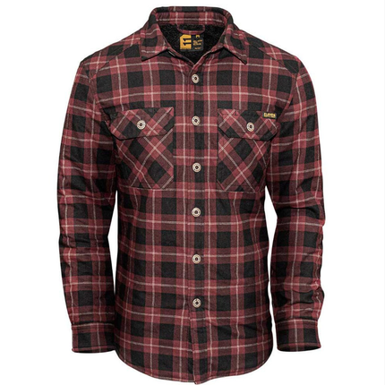 Eleven Workwear Quilted Flannel Shacket Deep Red/Black