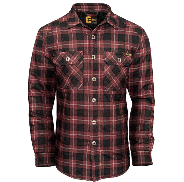 Eleven Workwear Quilted Flannel Shacket Deep Red/Black