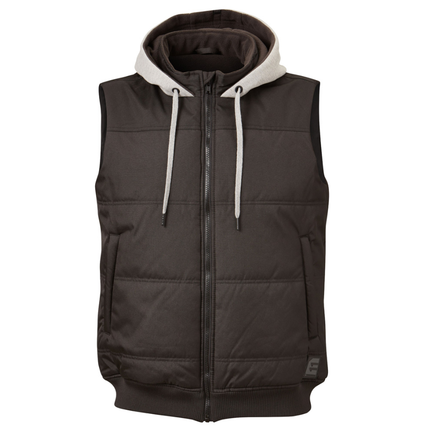 Eleven Workwear Quilted Vest with Fleece Hood Black
