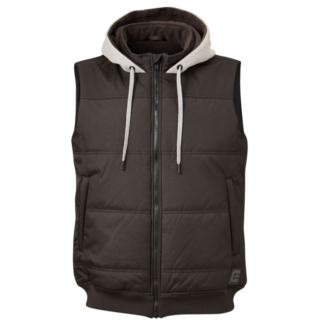 Eleven Workwear Quilted Vest with Fleece Hood Black