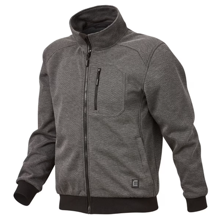Eleven Workwear Textured Zip Front Knitted Jacket Black/Charcoal Multi