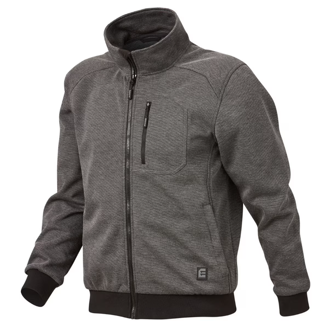 Eleven Workwear Textured Zip Front Knitted Jacket Black/Charcoal Multi