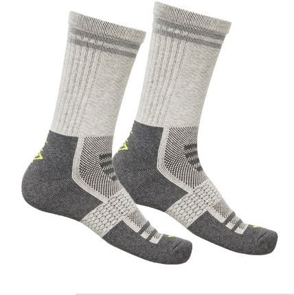 Wicktx Moisture Wicking Mid Length Crew Socks 2 X Pack Crew Coal Marle/Light Grey