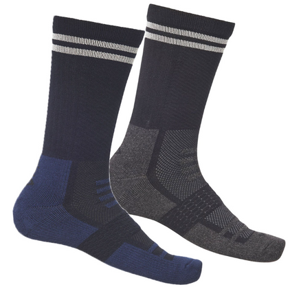 Wicktx Moisture Wicking Mid Length Crew Socks 2 X Pack Crew Black Navy