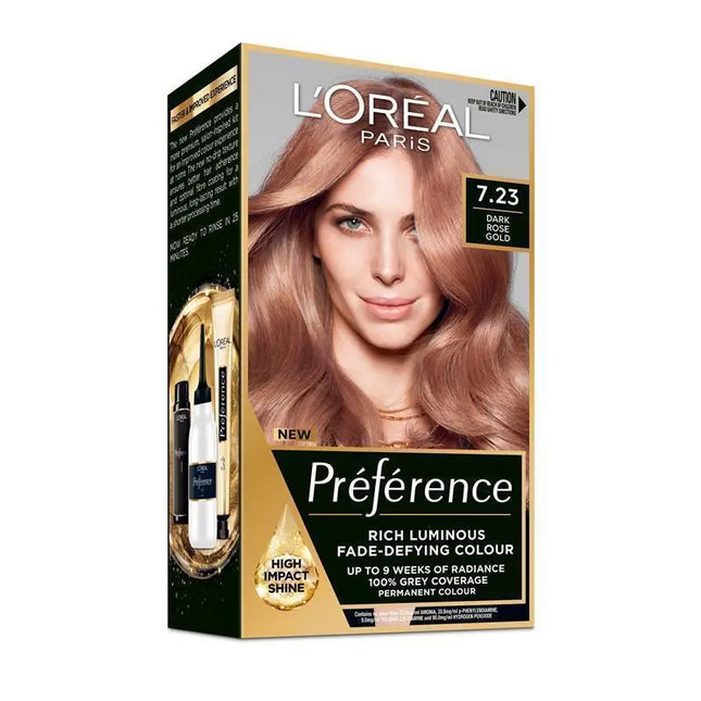 Loreal Paris PrÃ©fÃ©rence Fade Defying Luminous Colour 7.23 Bali Dark Rose Gold