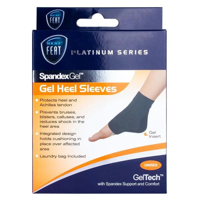 Neat Feat Gel Spandex Heel Sleeve for Cracked Heels and Plantar Fasciitis Relief Medium