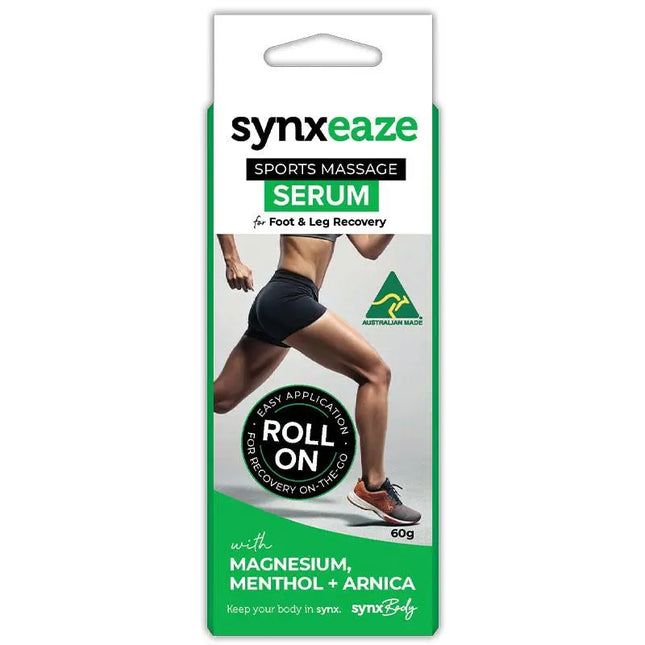 Synxeaze Sports Massage Serum Roll On for Muscle Aches and Pains 60G