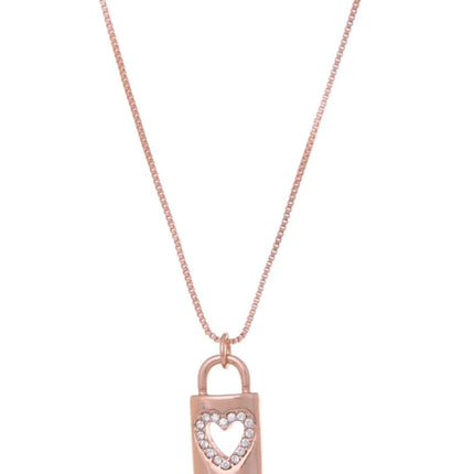 Equilibrium Love Lock Chain Necklace with Cubic Zirconia 45cm