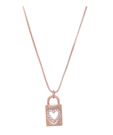 Equilibrium Love Lock Chain Necklace with Cubic Zirconia 45cm