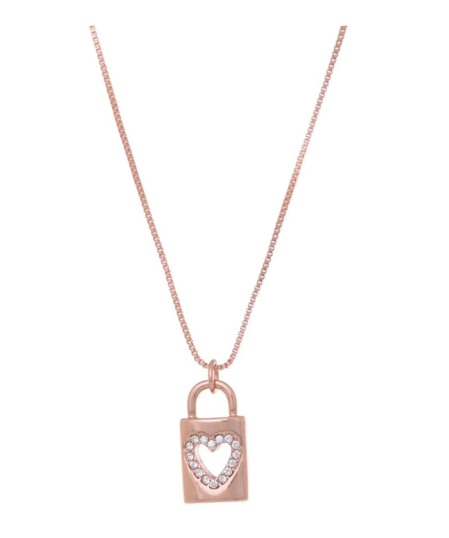 Equilibrium Love Lock Chain Necklace with Cubic Zirconia 45cm