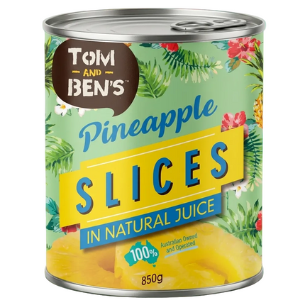 Tom and Bens Pineapple Choice Slices in Natural Juice 850G