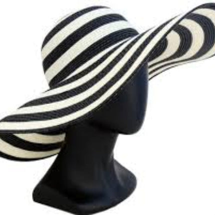 Essence Accessories Striped Wide Brim Sun Hat