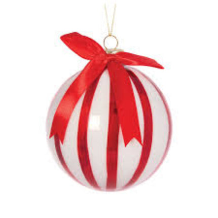 Holly and Ivy Holiday Collection Peppermint Stripe Bow Onion Christmas Bauble Ornament